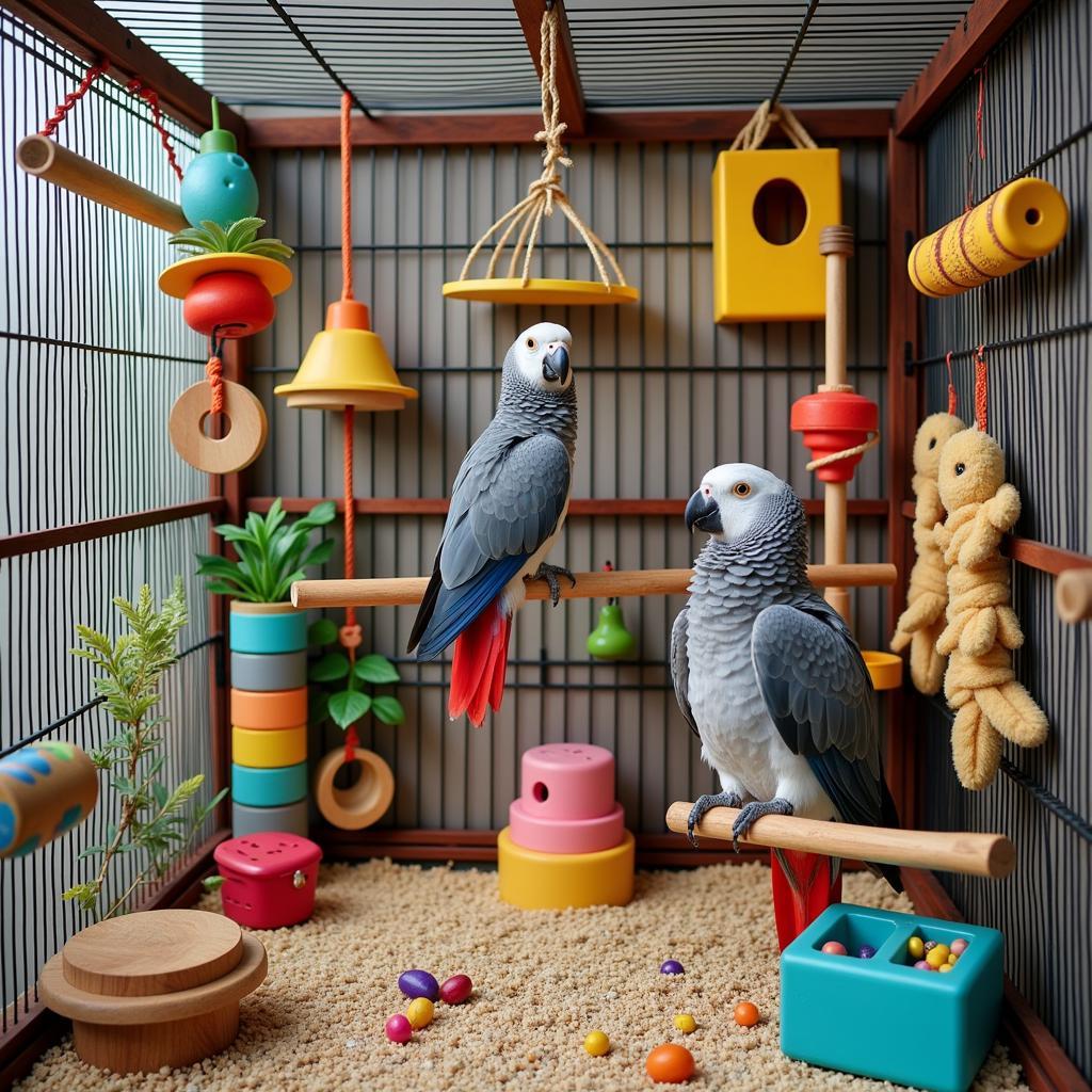 African Grey Parrot Cage Setup