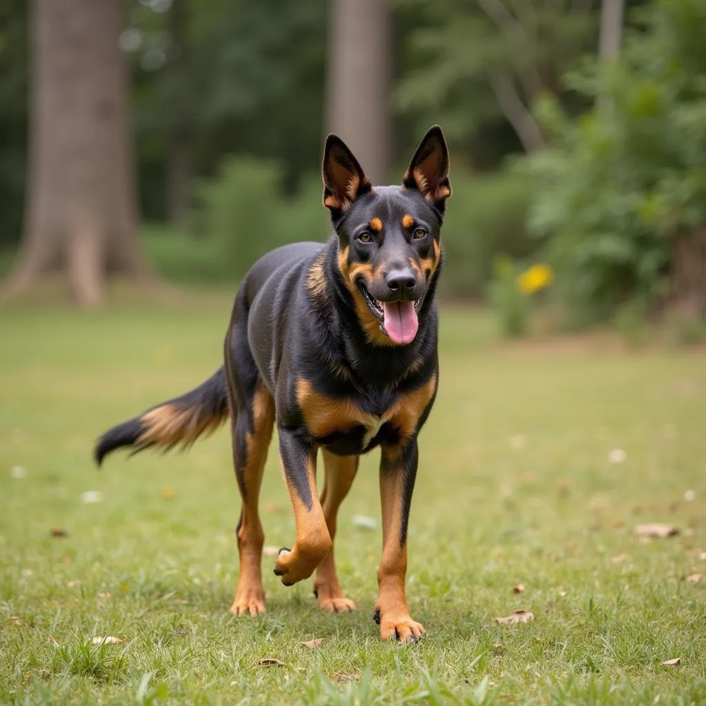 African guard dog engaged in training exercises