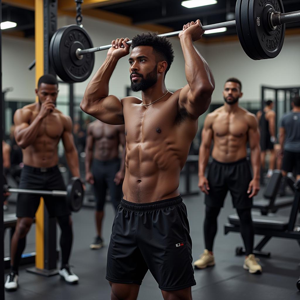 African Men Performing Compound Exercises