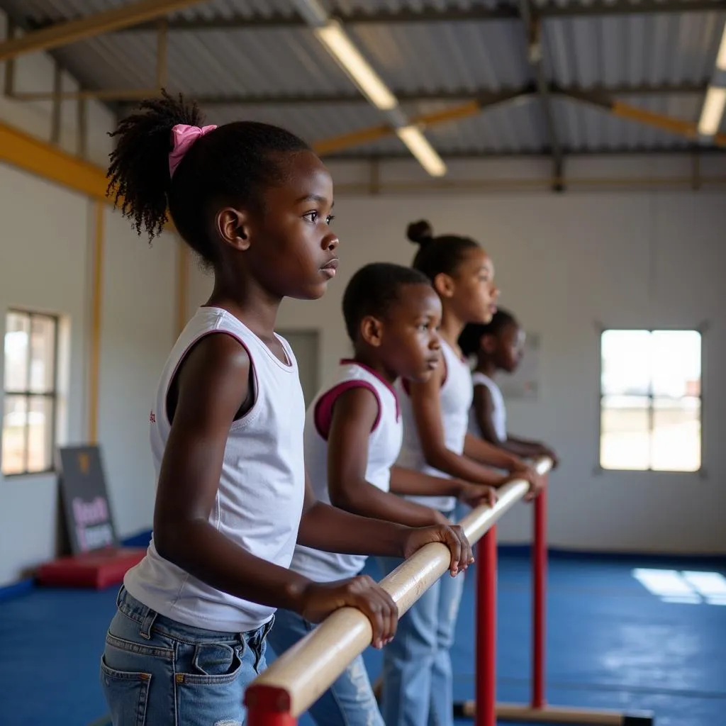 Gymnasts training in Africa