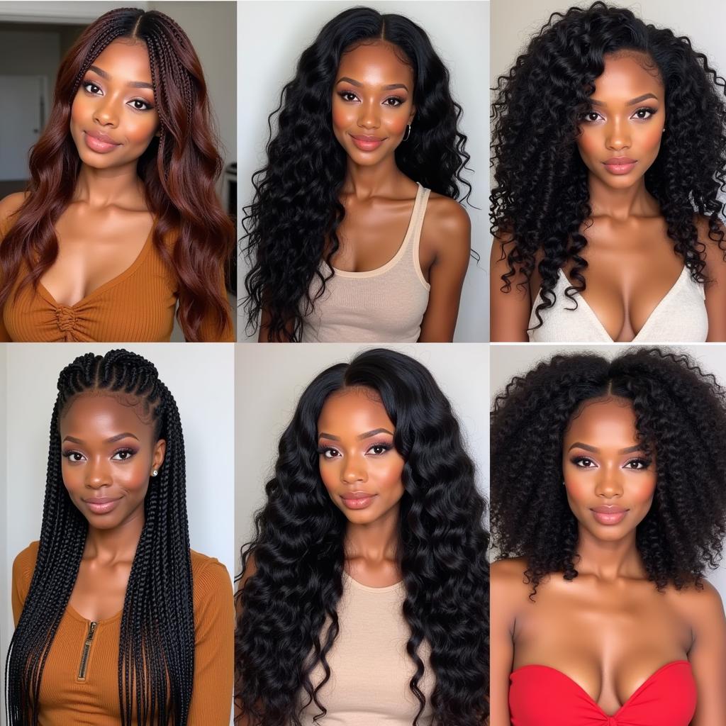 Various types of African hair extensions