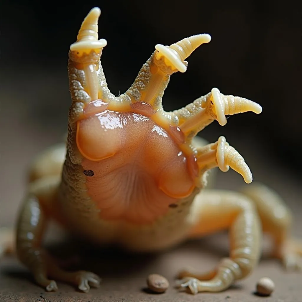 African Hairy Frog with Extended Claws