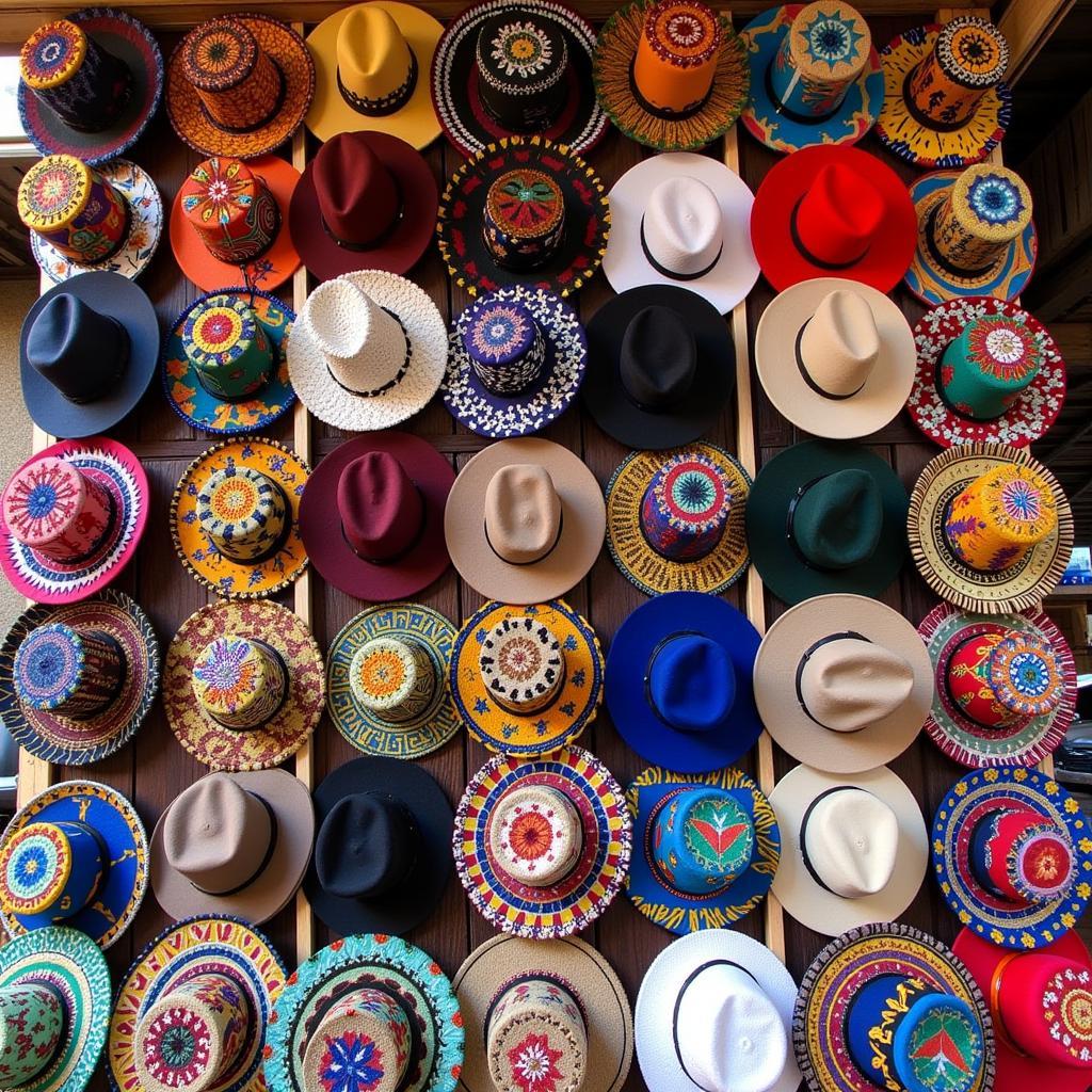 Display of vibrant African hats in Johannesburg