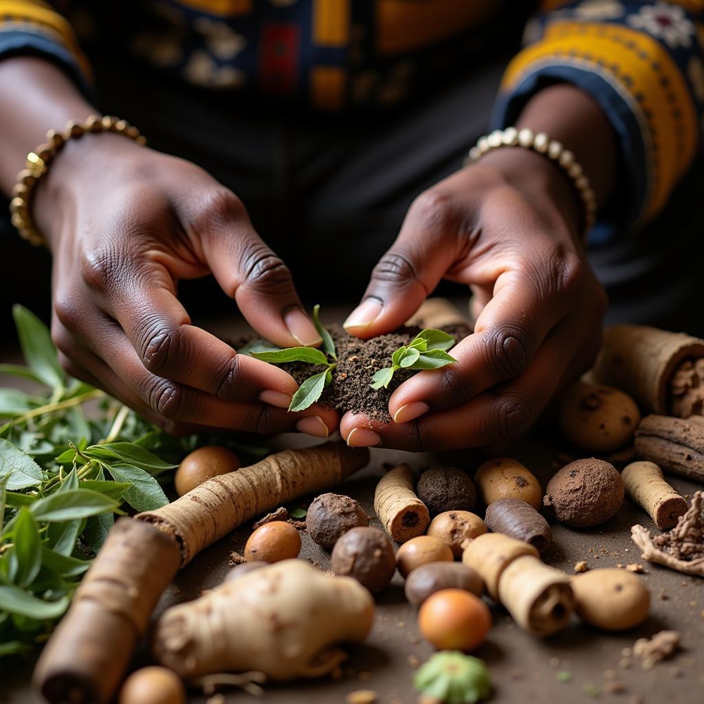 African Healer with Herbs