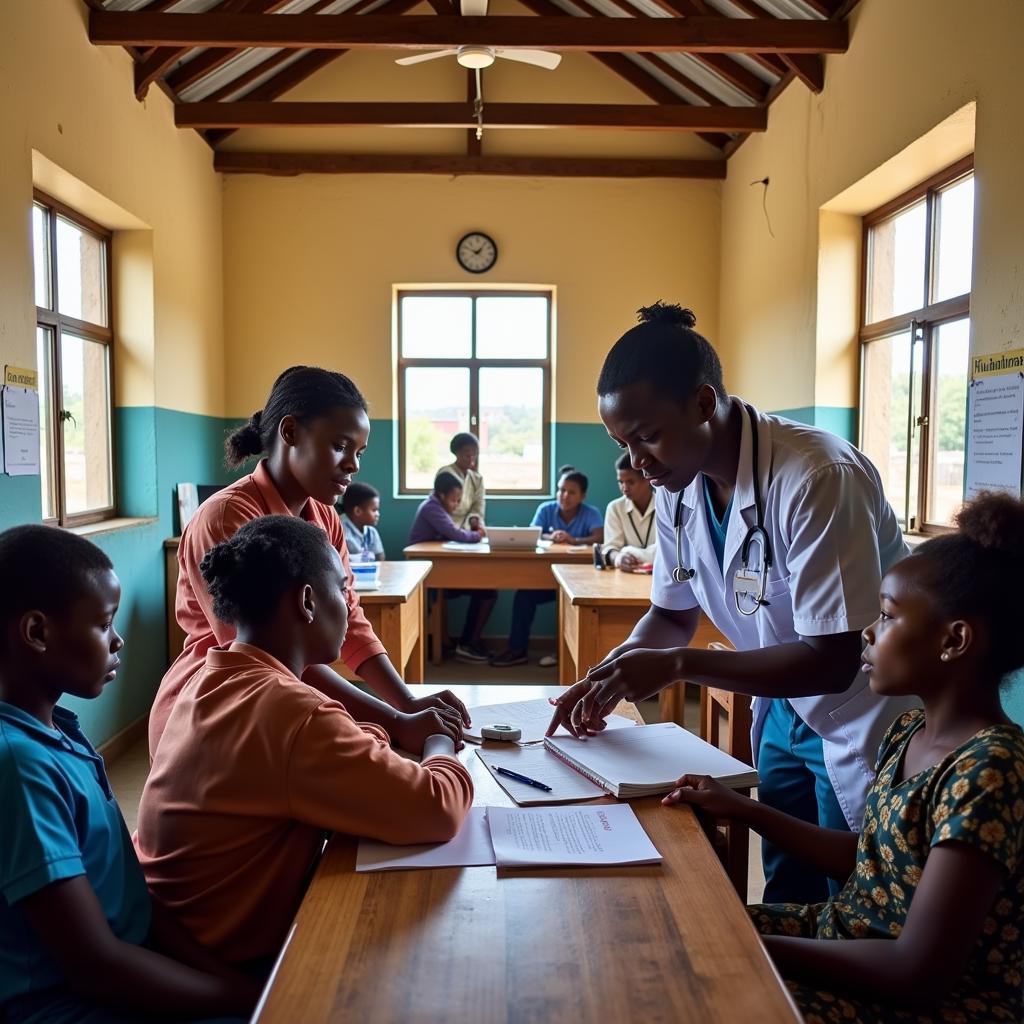 African Healthcare Workers in Rural Clinic