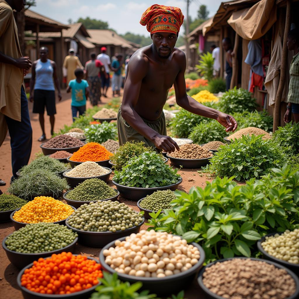 Vibrant African Herbs Market