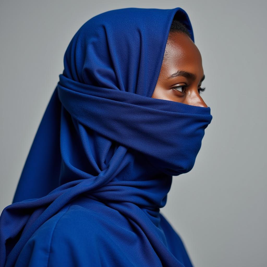 A woman wearing a Tuareg Tagelmust