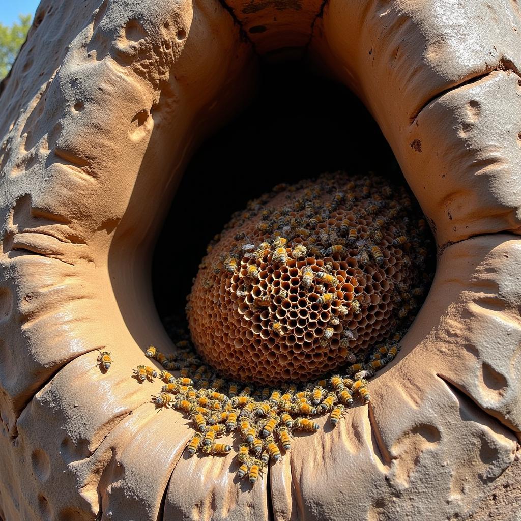 African Honey Bee Hive in the Wild