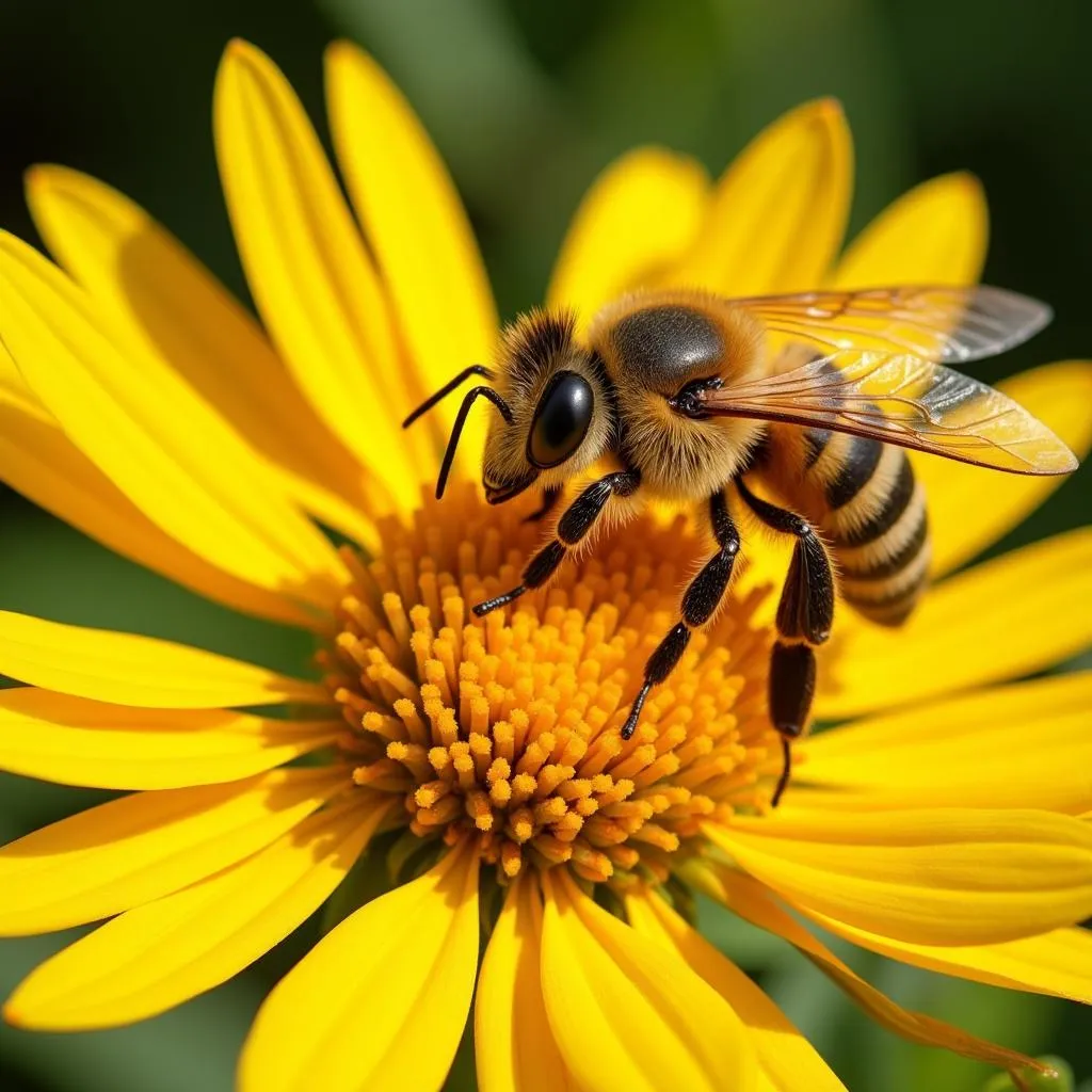 African honey bee collecting pollen