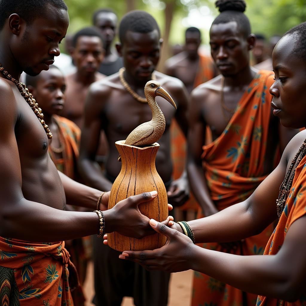 African Hornbill Vessel Used in Traditional Ceremony