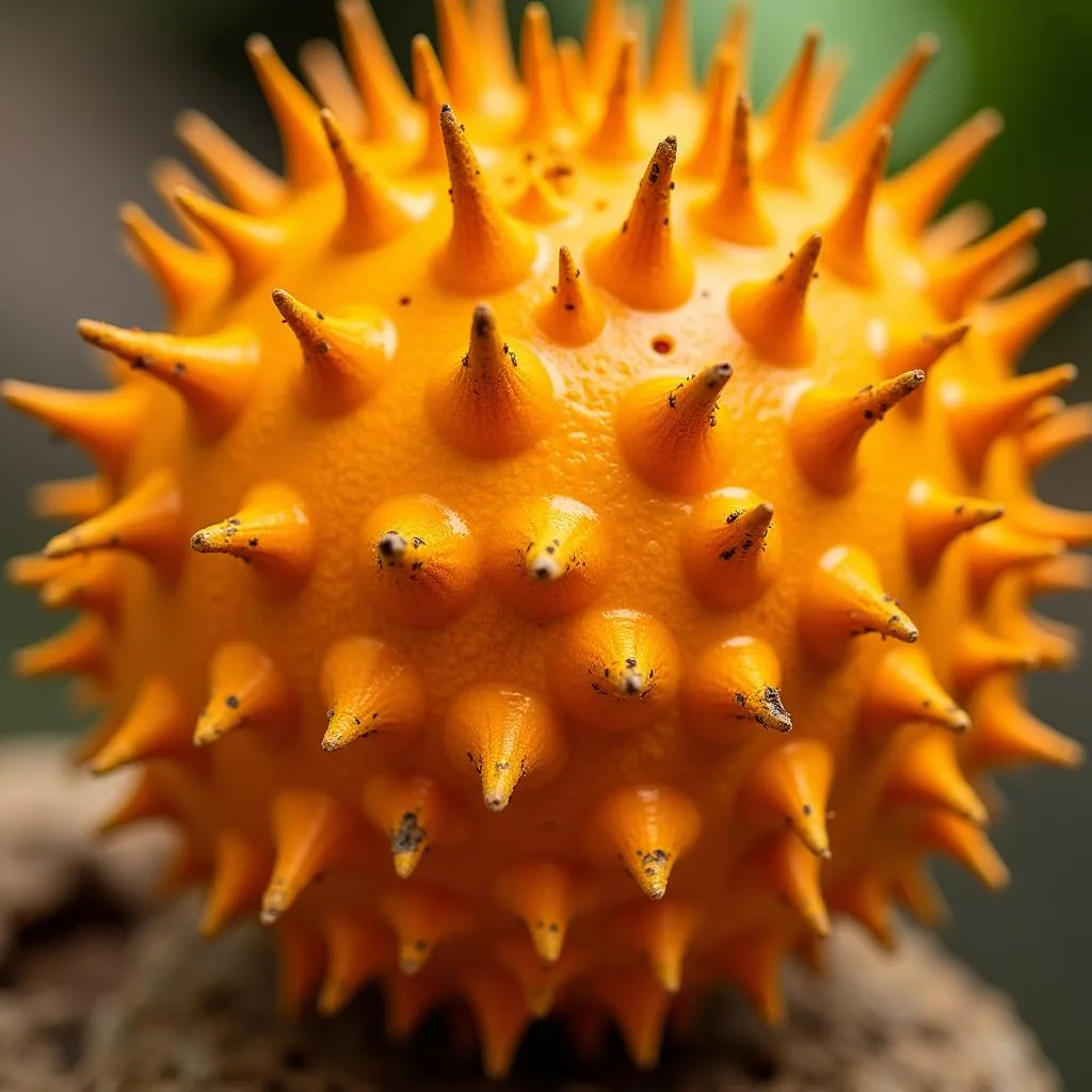 Close-up of an African horned cucumber