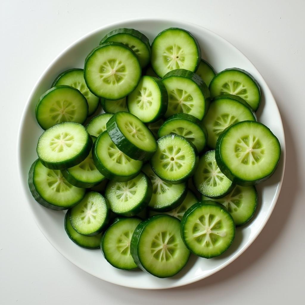 African Horned Cucumber Slices on Platter