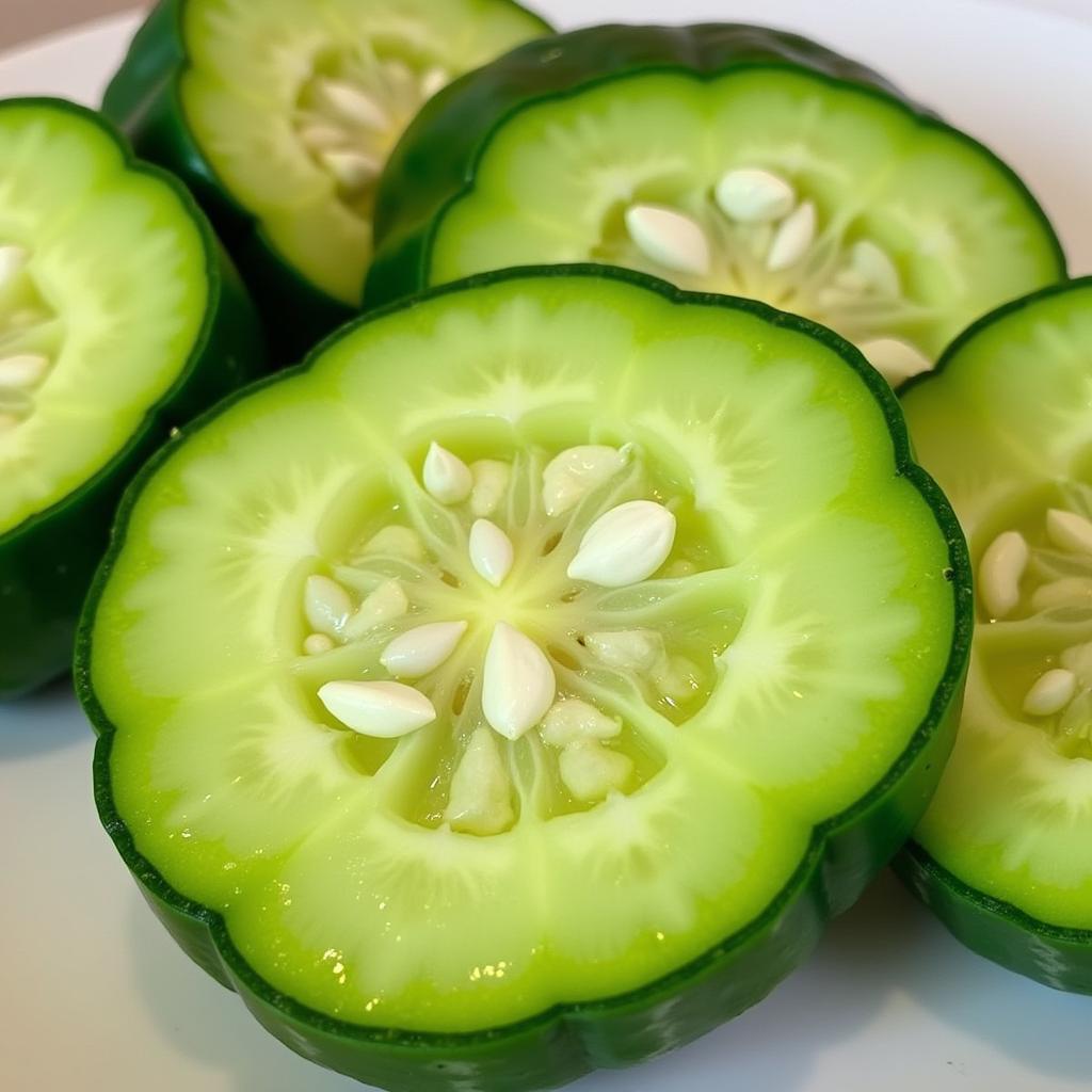 African Horned Cucumber Slices and Seeds