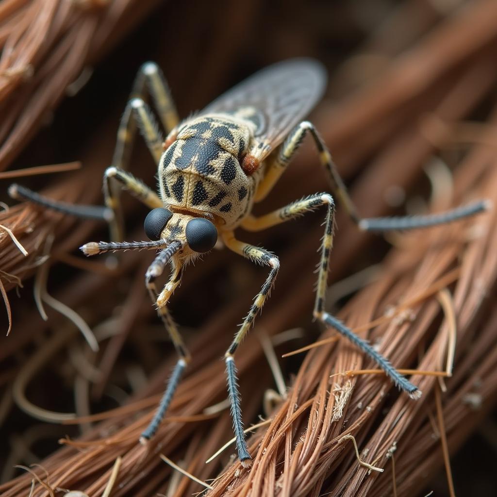 A microscopic view of the Culicoides midge, the primary vector of African horse sickness.