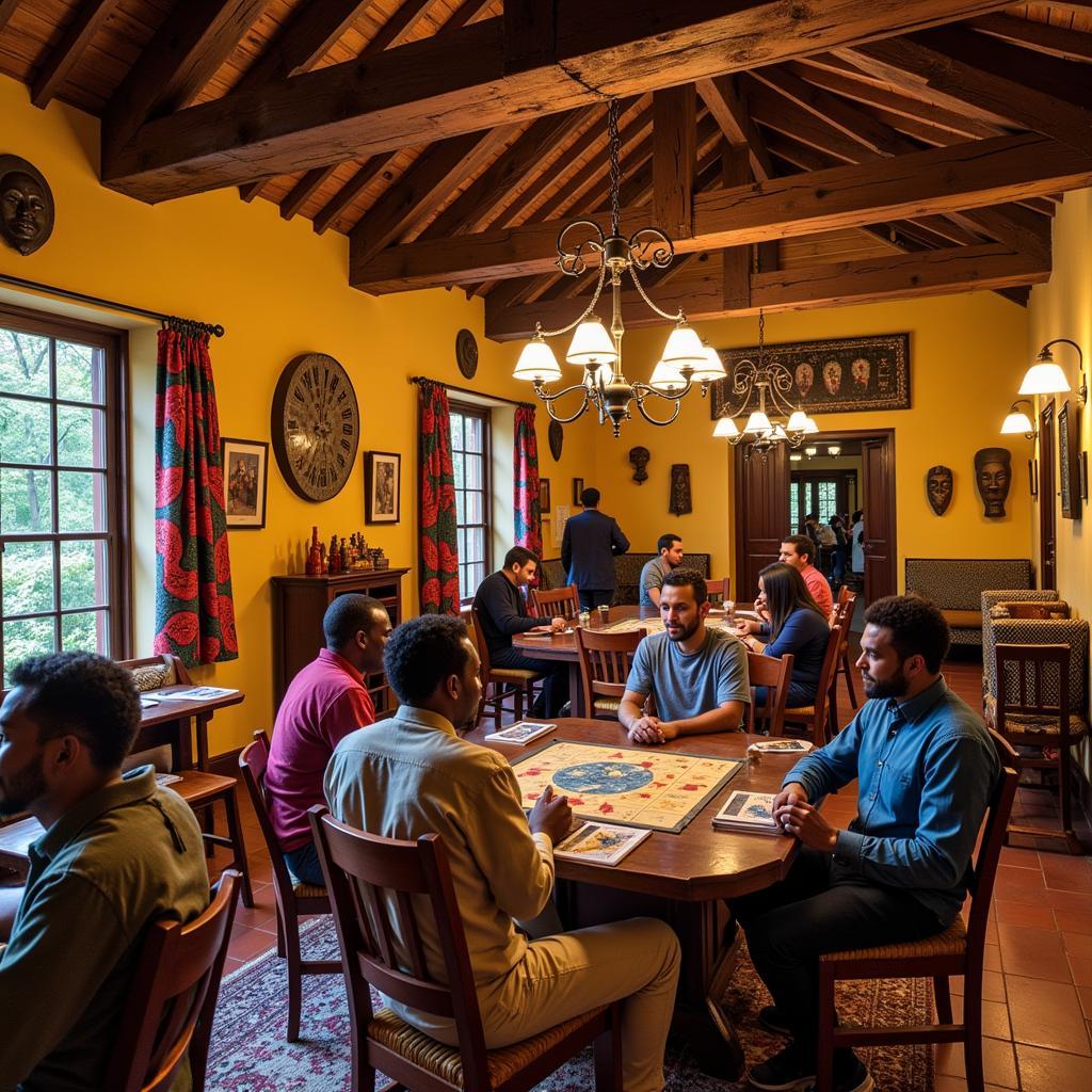 Vibrant Common Area in an African Hostel