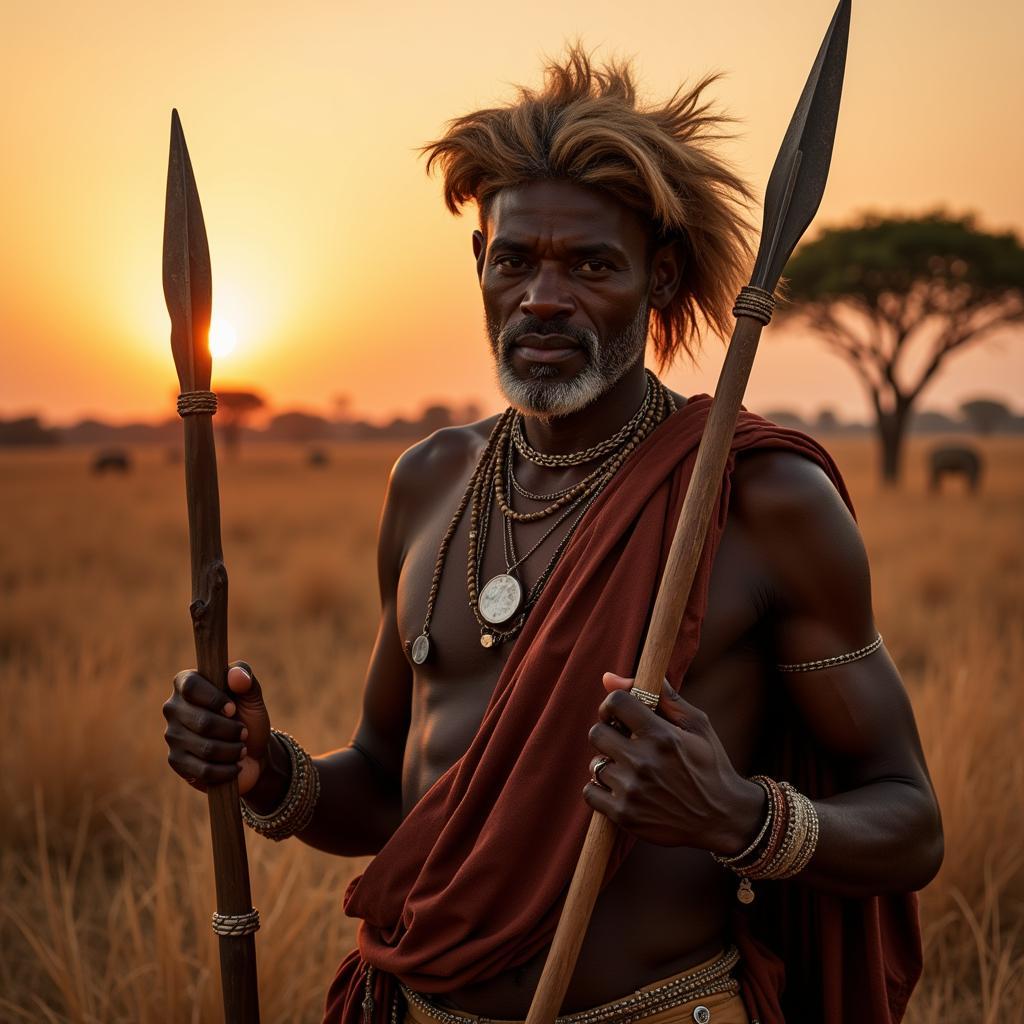 African Hunter with Spear