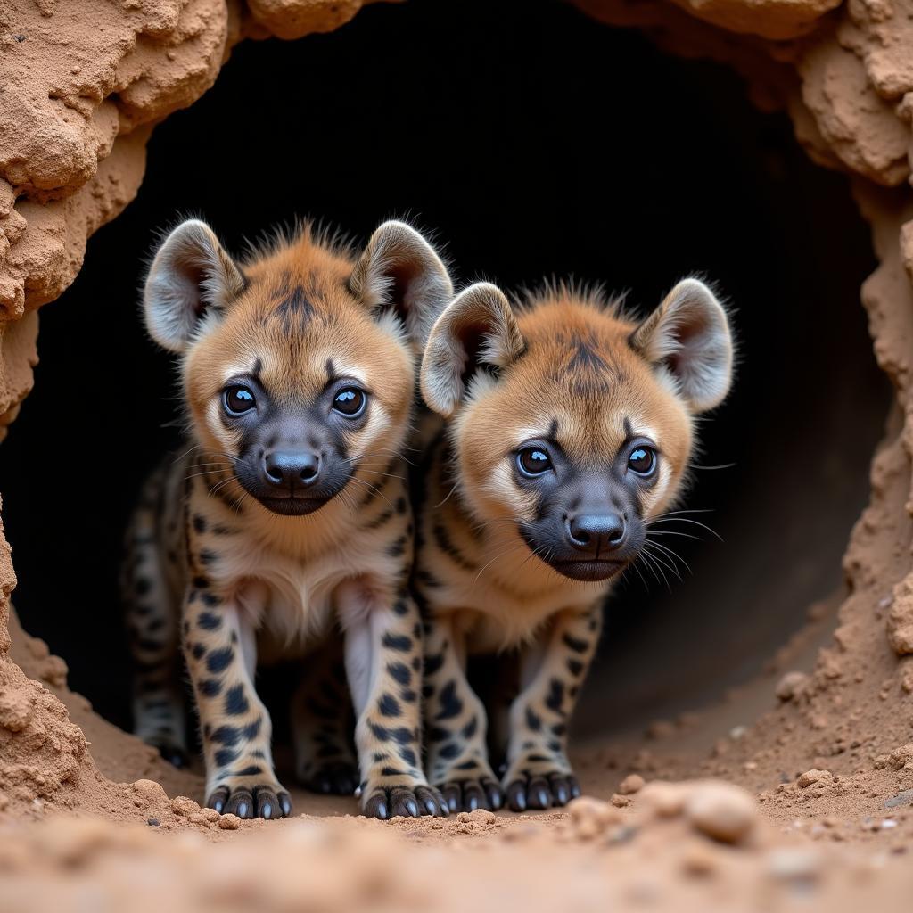 African Hyena Cubs in Den