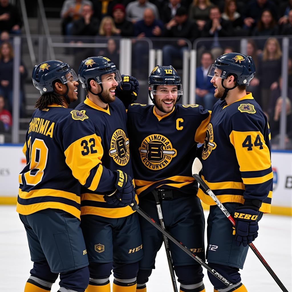 African Immigrant Hockey Players Celebrating Victory