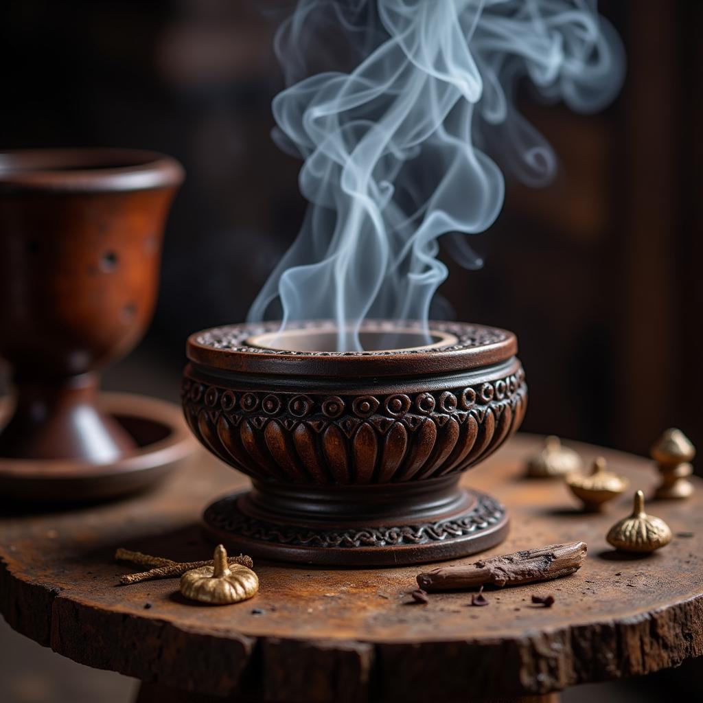 African incense burner used in a traditional ceremony