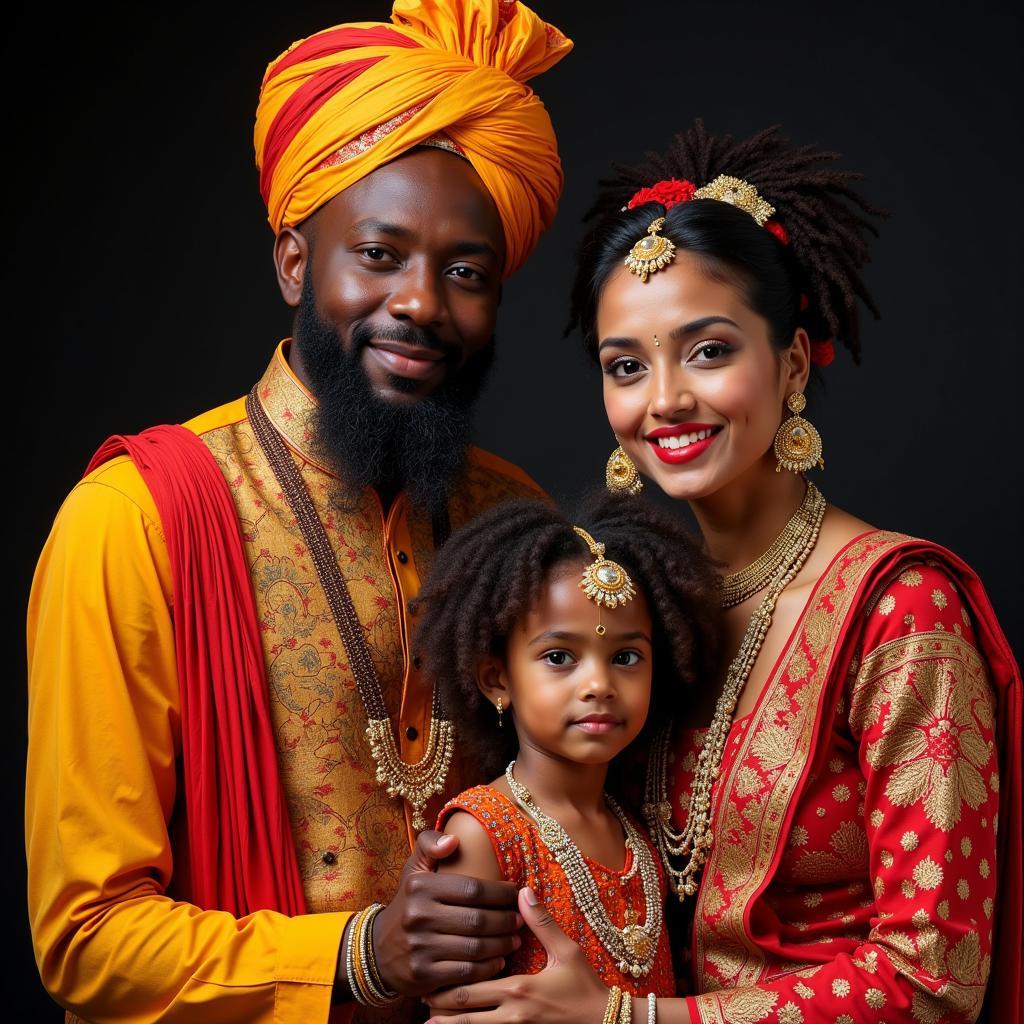 Family Portrait of an African Indian Family in Traditional Attire