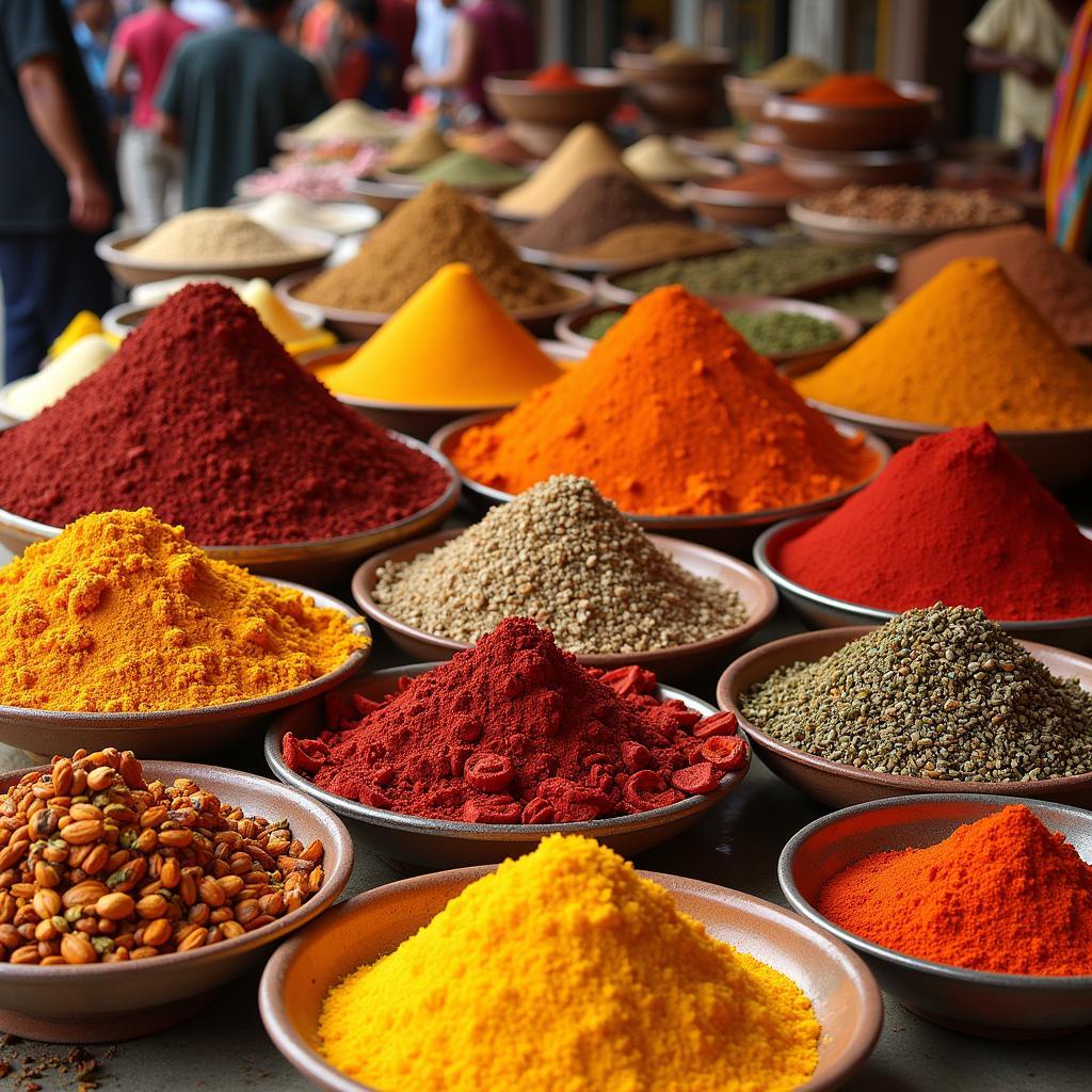 Spices on display in a market