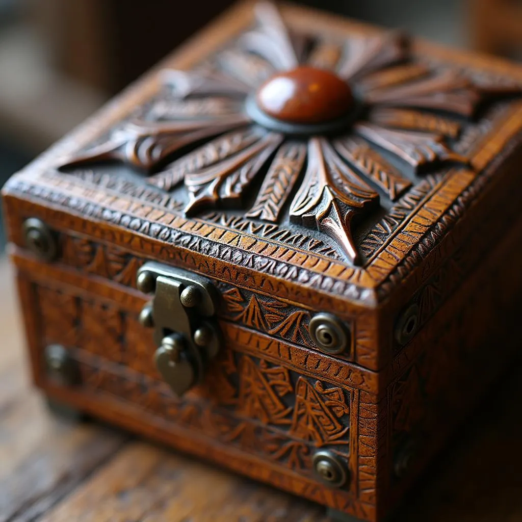 African inspired patterns and motifs on jewelry box