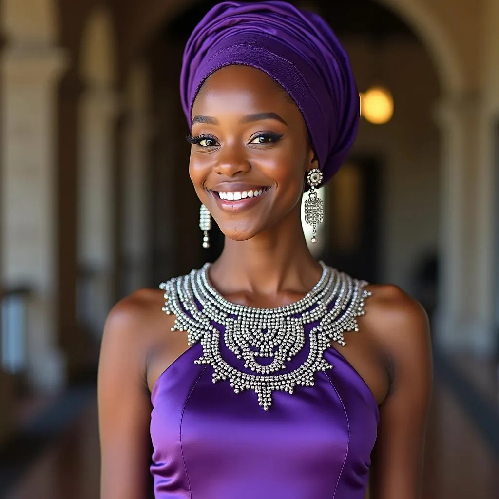 Prom Dress with Beadwork and Headwrap