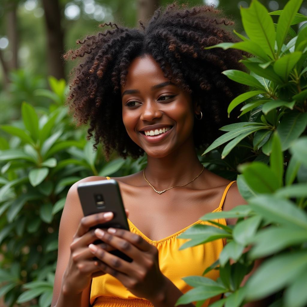 African Instagram model engaging with followers