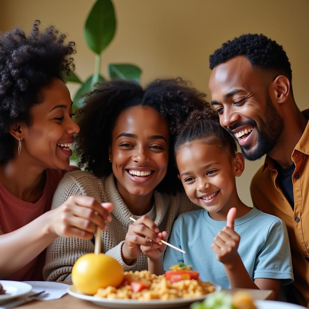 Family with African and Irish Heritage celebrating together