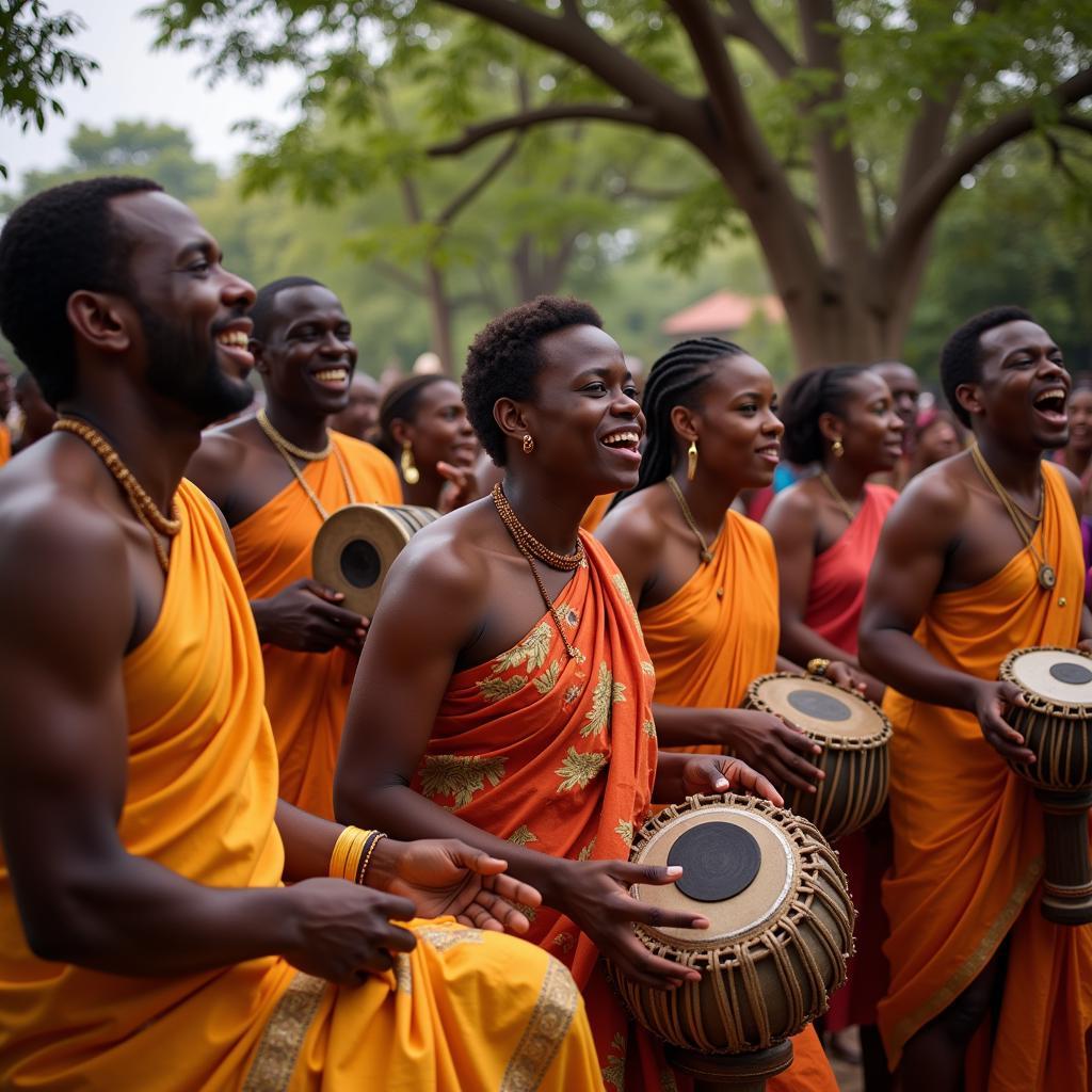 ISKCON devotees in Africa performing kirtan