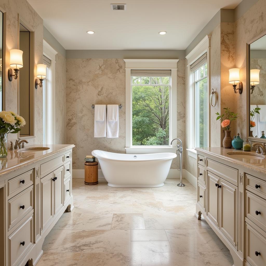 Elegant Bathroom with African Ivory Granite Vanity