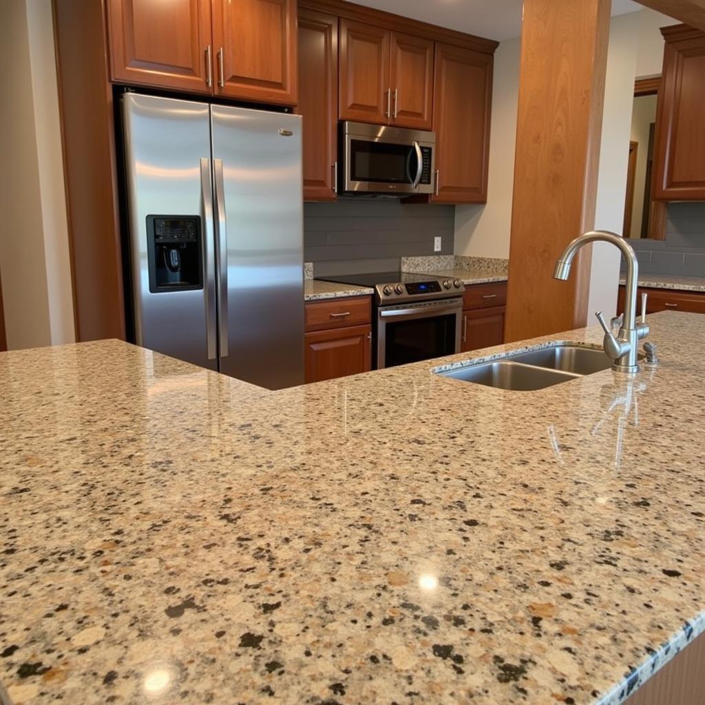 Modern Kitchen with African Ivory Granite Countertop