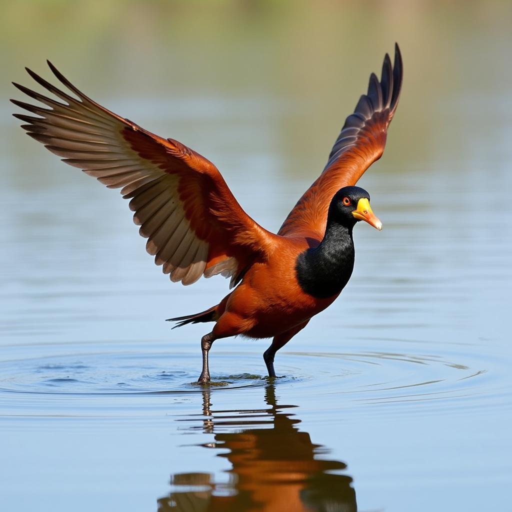 African jacana in flight