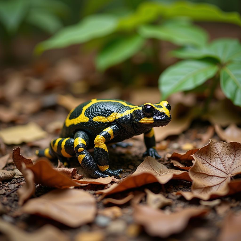 African Jararaca Camouflaged in Leaves