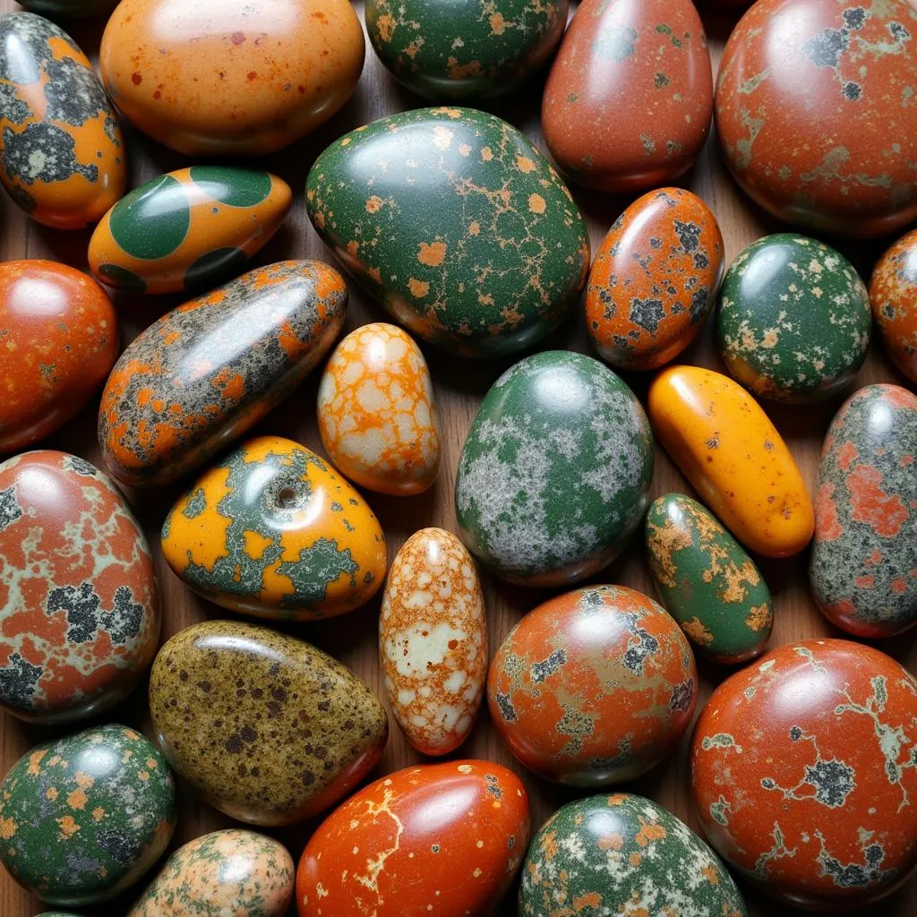 A variety of African jasper stones