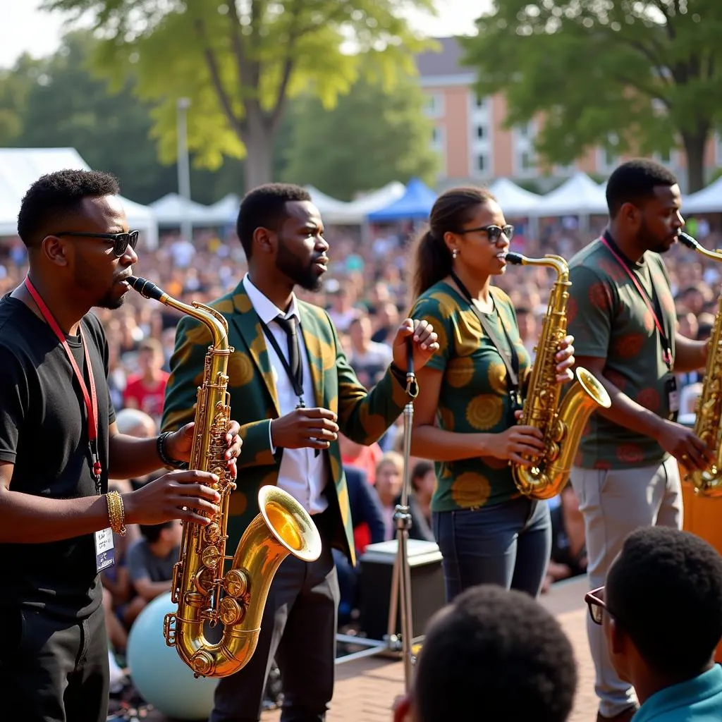 African Jazz Band Performing at Music Festival