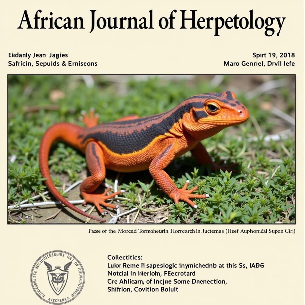 African Journal of Herpetology cover showcasing a vibrant reptile species