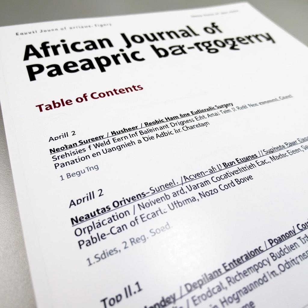 Content of the African Journal of Paediatric Surgery