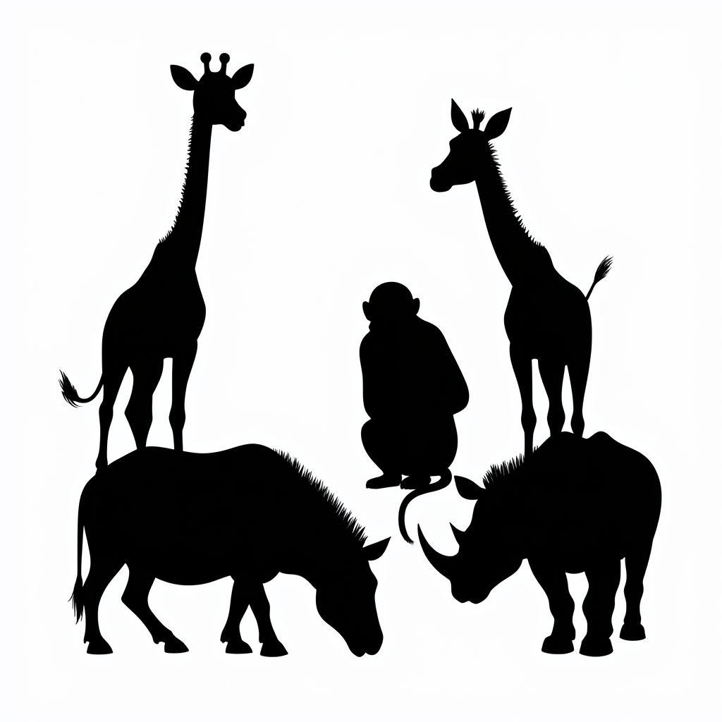 African Jungle Animals Silhouette Clipart