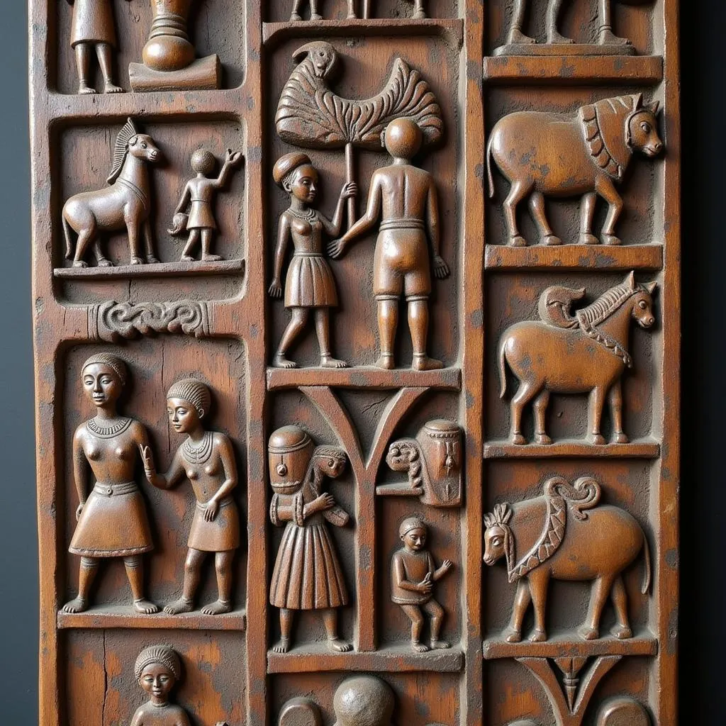 Ancient African Jungle Board Carvings