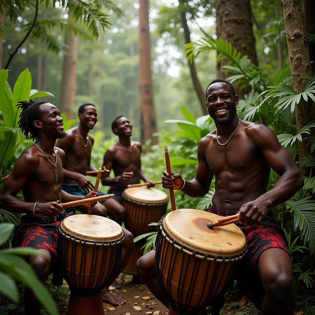 African Drummers in a Traditional Ceremony