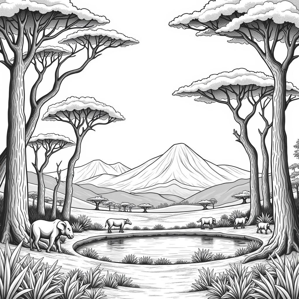 African Jungle Landscape Clipart