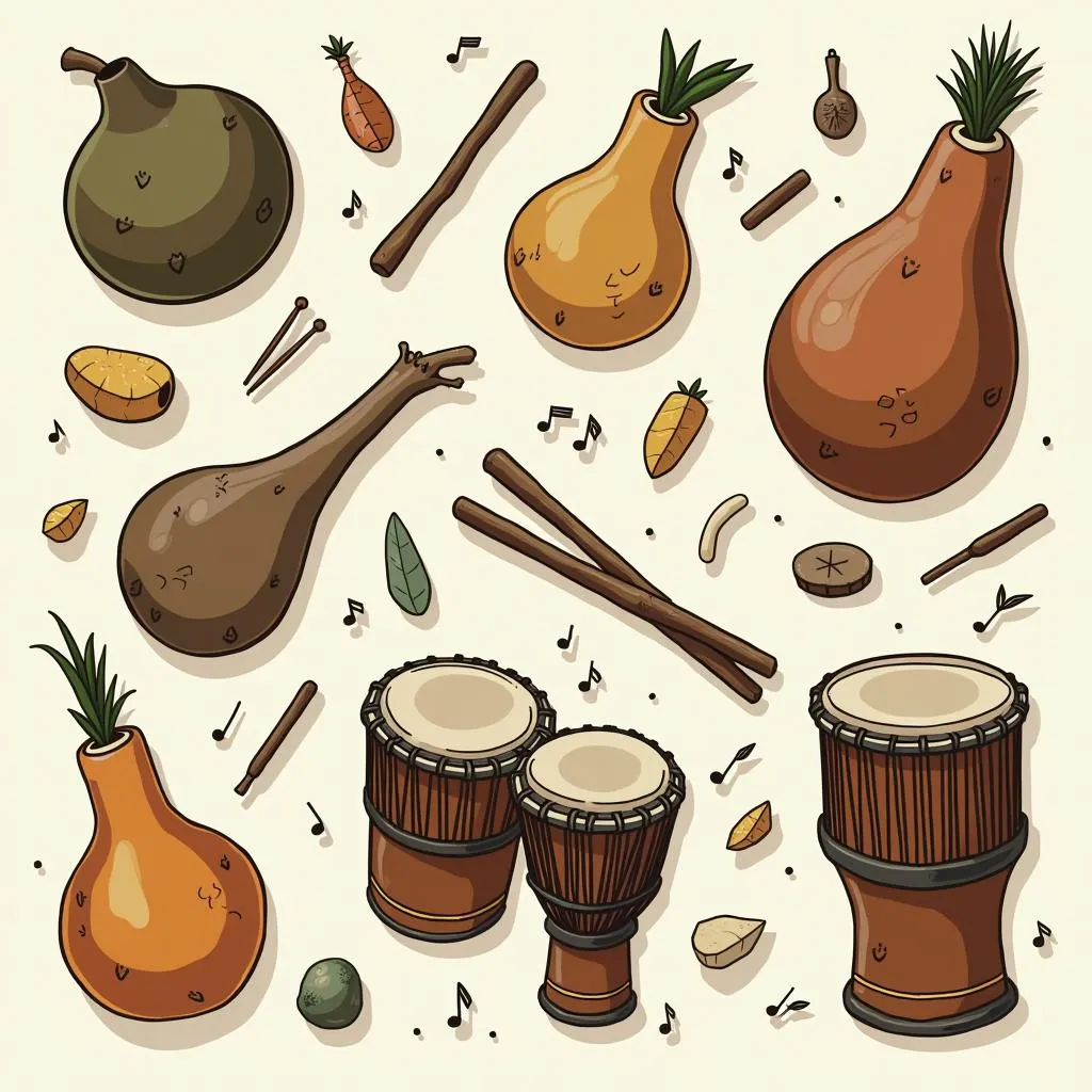 Percussion instruments used in African jungle music