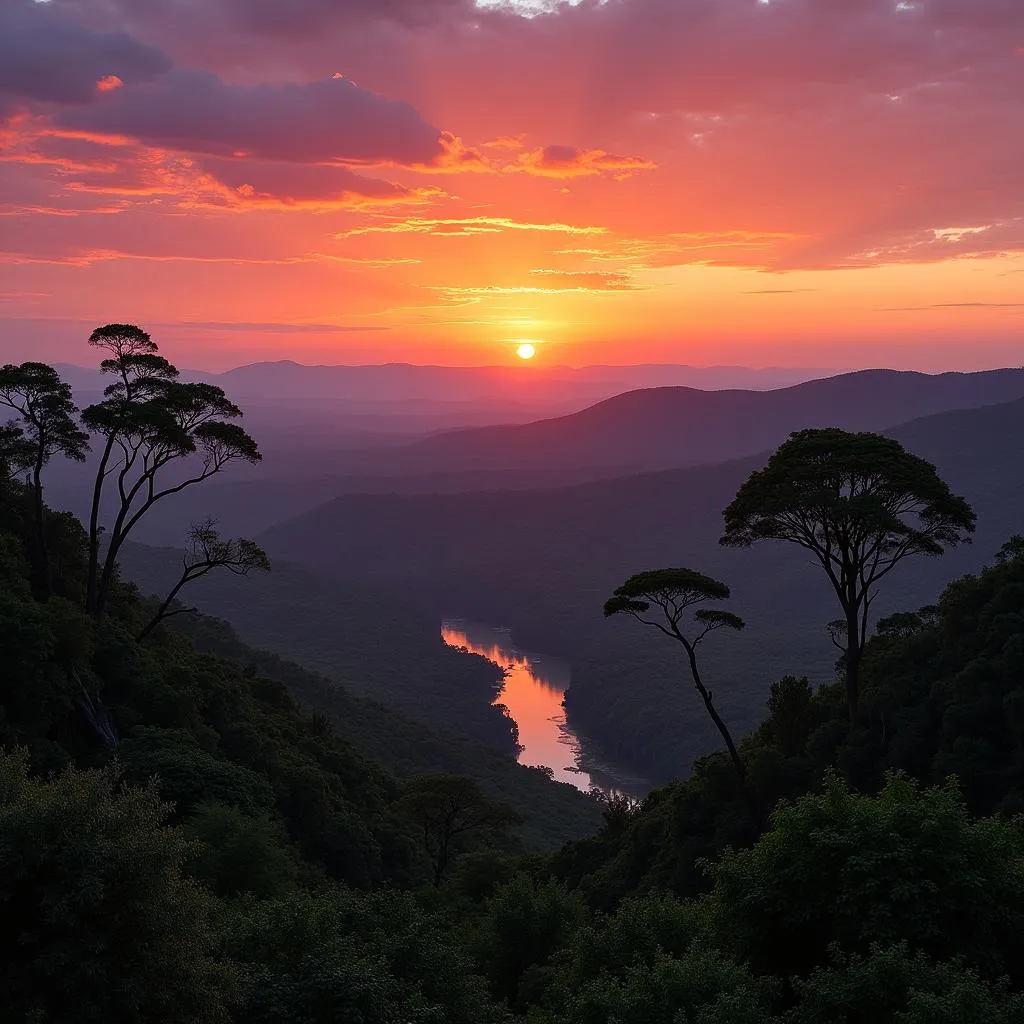 African Jungle Sunset Landscape