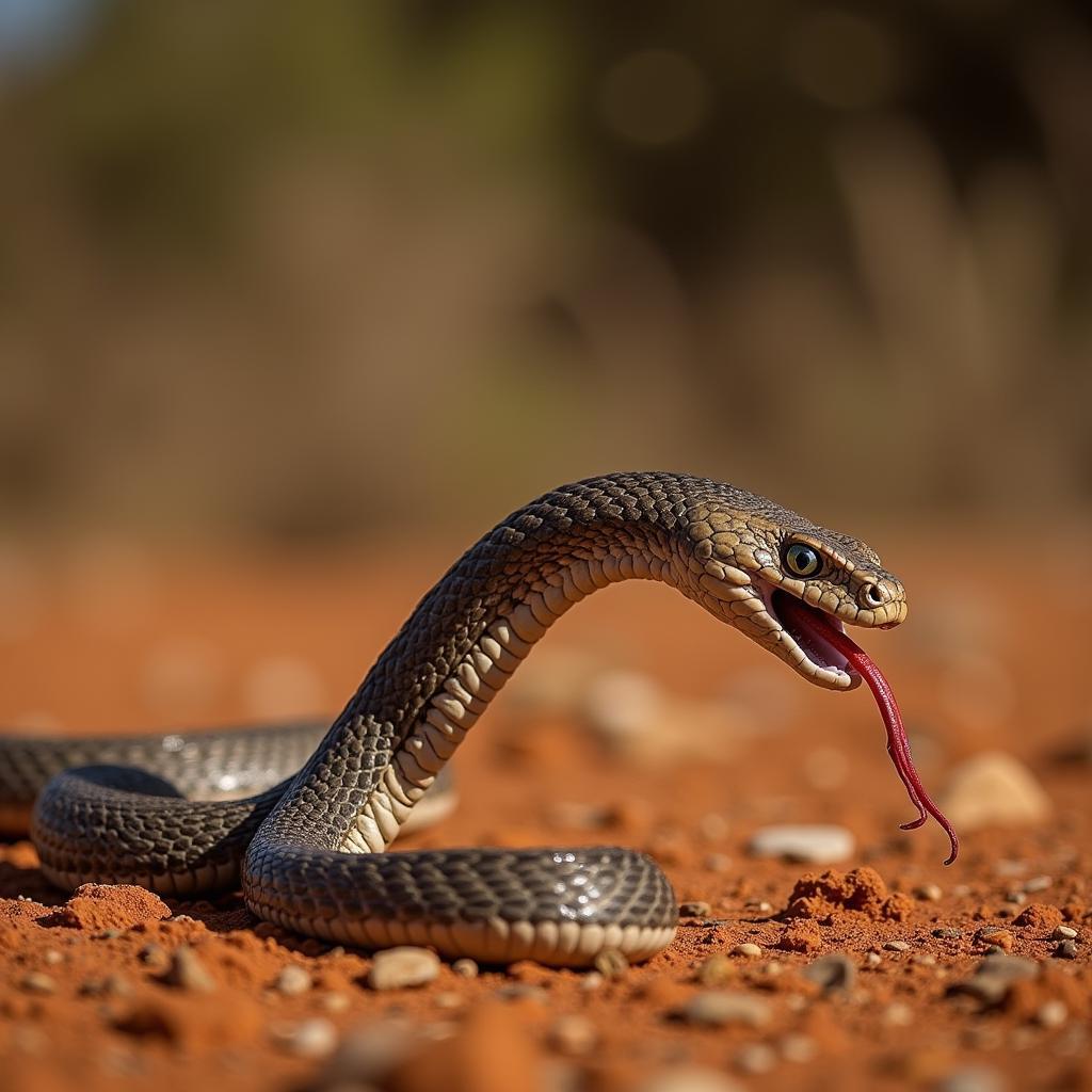 African kaboom viper striking at prey