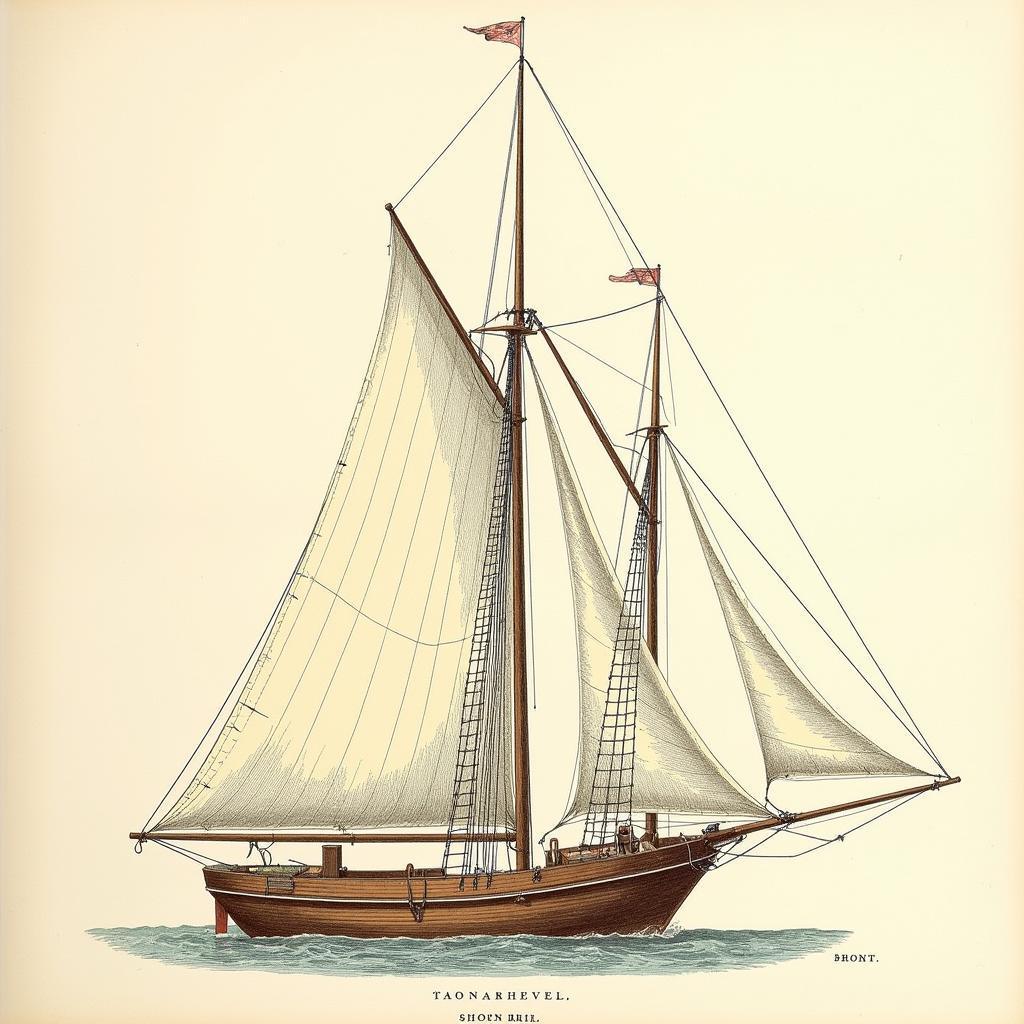 African kestrel ship in a historical illustration