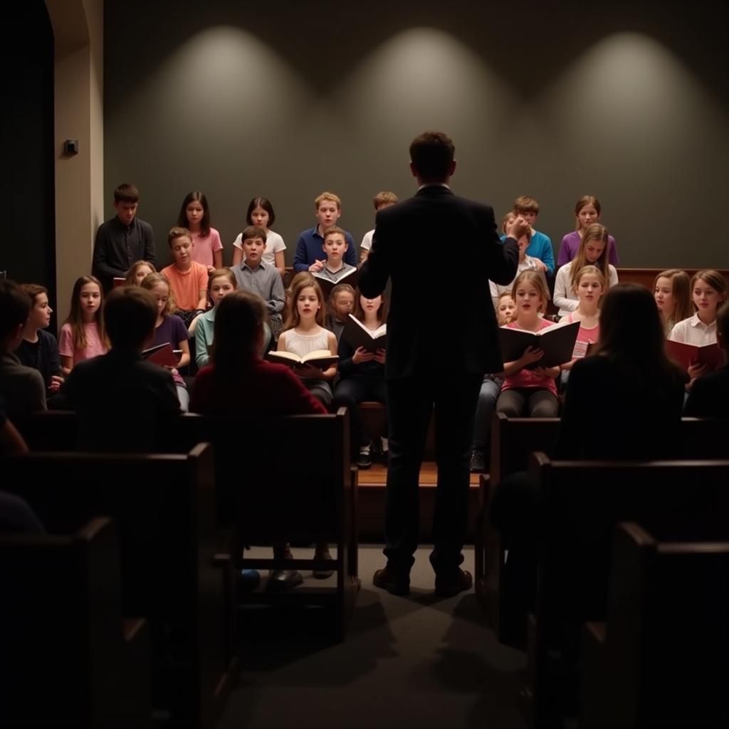 Young singers rehearse with focus and dedication