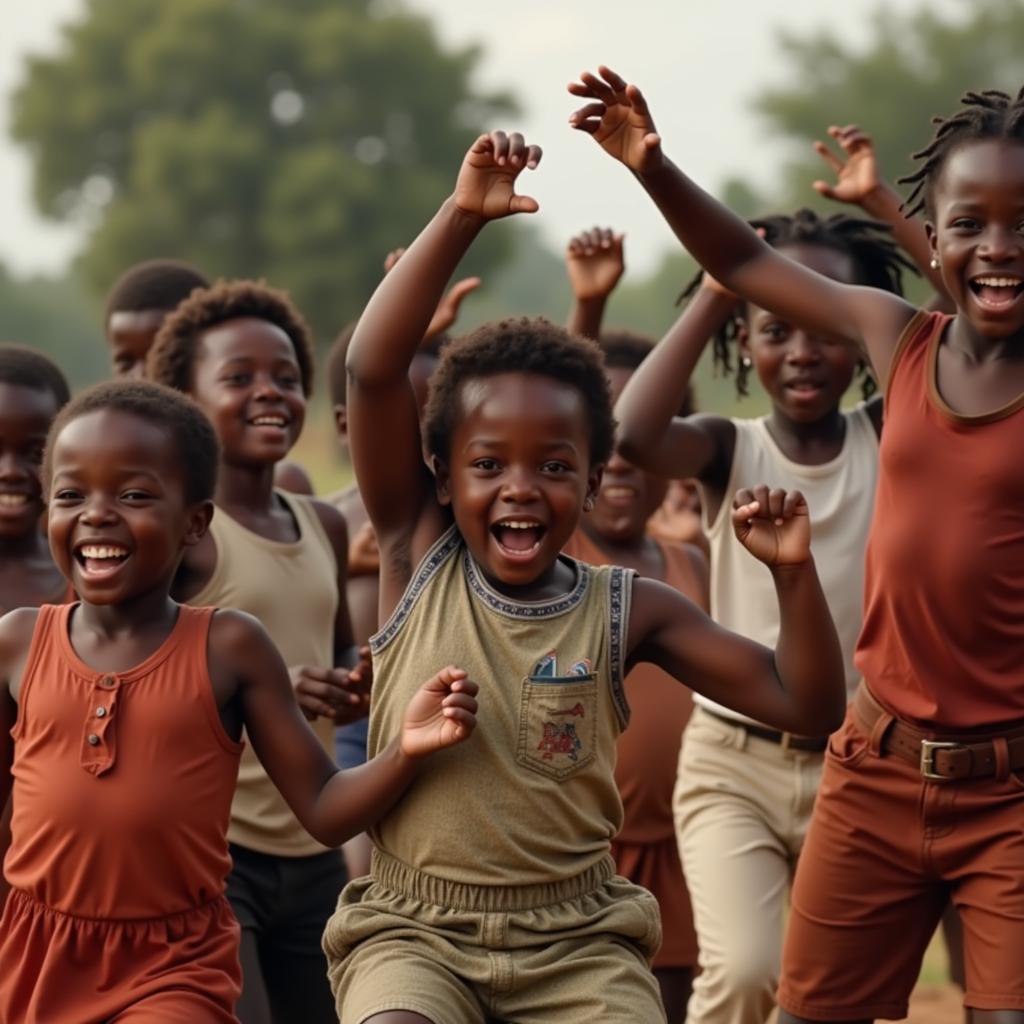 African Kids Dancing Joyfully