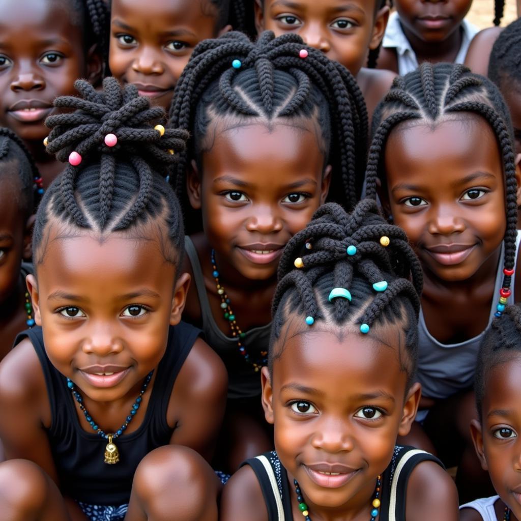 African Kids Hairstyles with Braids and Beads