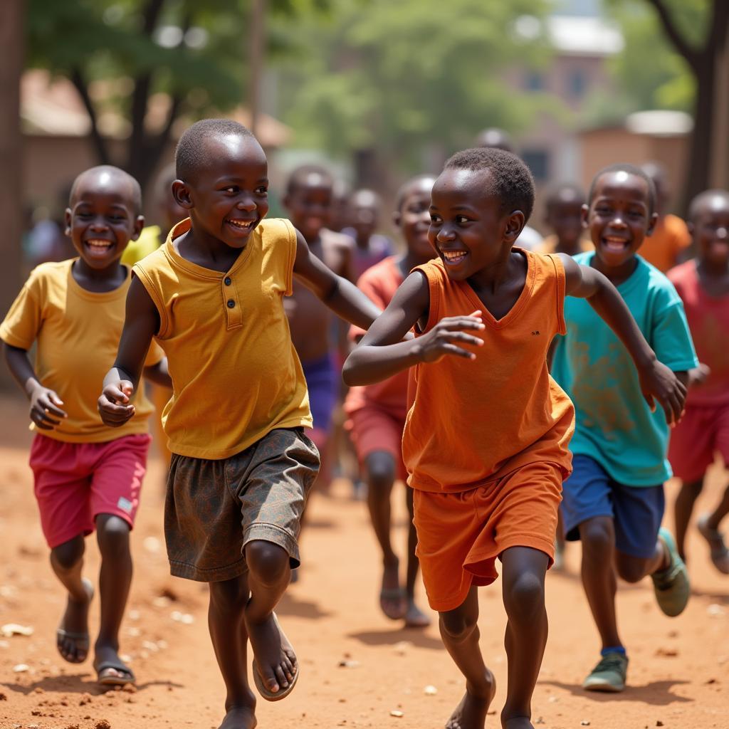 African Kids Playing and Laughing